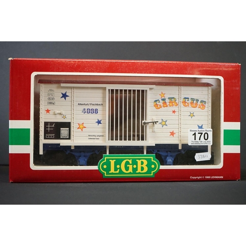 170 - Three boxed LGB Lehmann 'The Big Train' G scale Circus & Menagerie items of rolling stock to include... 