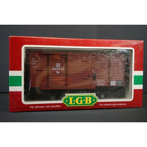 171 - Seven boxed LGB Lehmann The Big Train G scale items of rolling stock to include 46350, 30504, 40140,... 