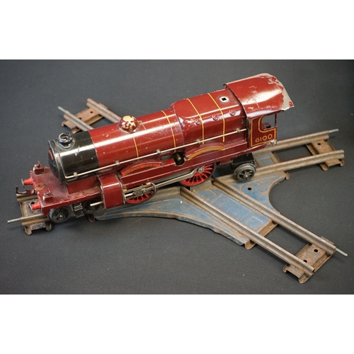 183 - Hornby O gauge Clockwork Passenger Train Set with Royal Scot locomotive, 2 x coaches and track, repl... 