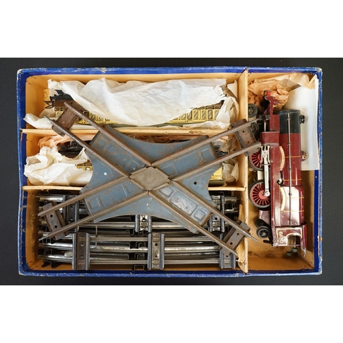 183 - Hornby O gauge Clockwork Passenger Train Set with Royal Scot locomotive, 2 x coaches and track, repl... 