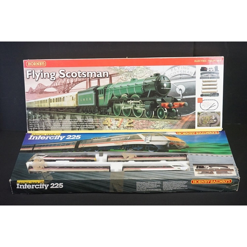 196 - Two boxed Hornby OO gauge electric train sets to include R1039 Flying Scotsman (no track) and Interc... 