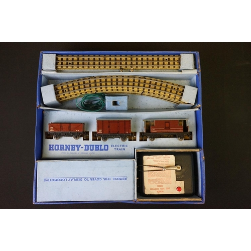 199 - Boxed Hornby Dublo EDG7 Tank Goods Train Set complete with locomotive, rolling stock, track and inst... 