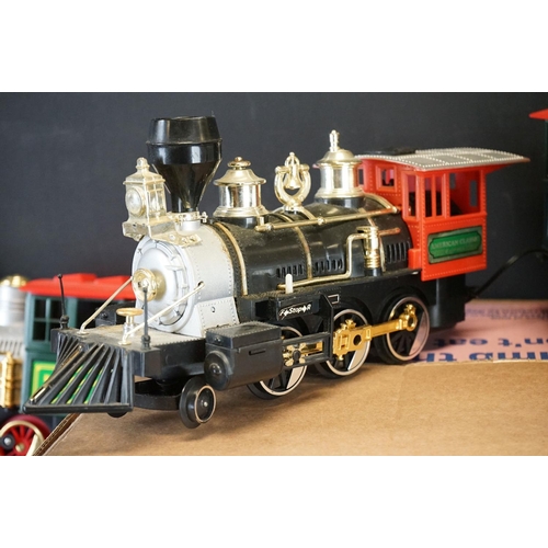 215 - Quantity of plastic battery powered model railway to include 2 x Rocky Mountain Express Locomotives,... 