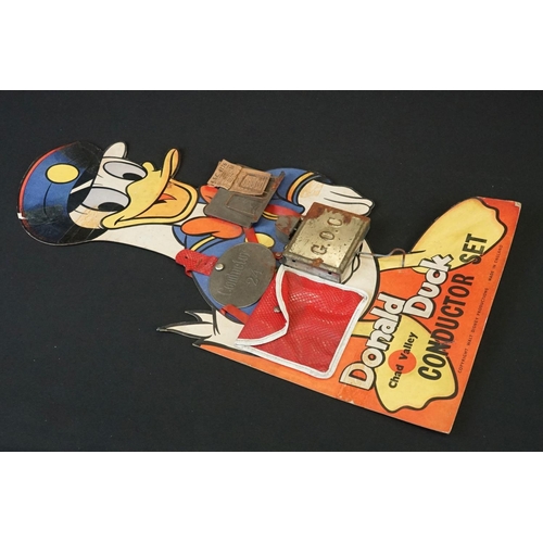 381 - Chad Valley Donald Duck Conductor Set (card showing some wear with tape repairs, near complete) plus... 