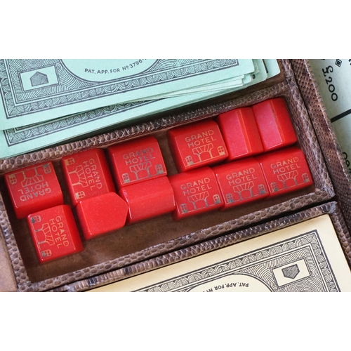 387 - 1930s Deluxe snakeskin effect Monopoly set, contents unchecked for completeness but appears to be go... 