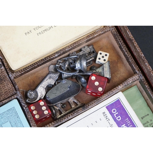 387 - 1930s Deluxe snakeskin effect Monopoly set, contents unchecked for completeness but appears to be go... 