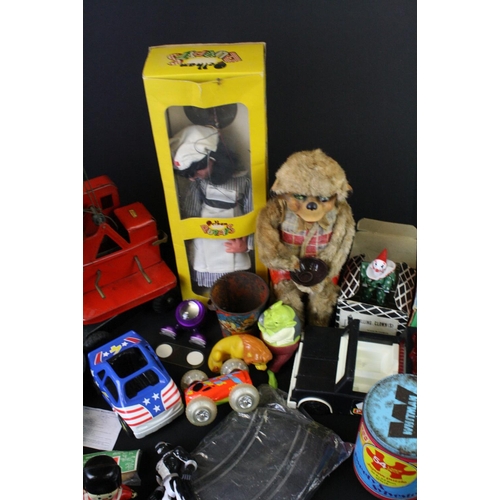 368 - Mixed toys to include a boxed Pelham Puppets Nurse, mid 20th C Japanese tin plate mechanical monkey ... 