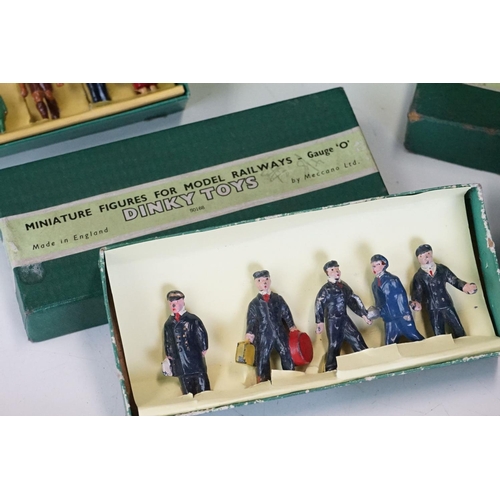 127 - Five boxed Dinky O gauge model railway metal figure sets to include 2 x No 1 Station Staff (variants... 