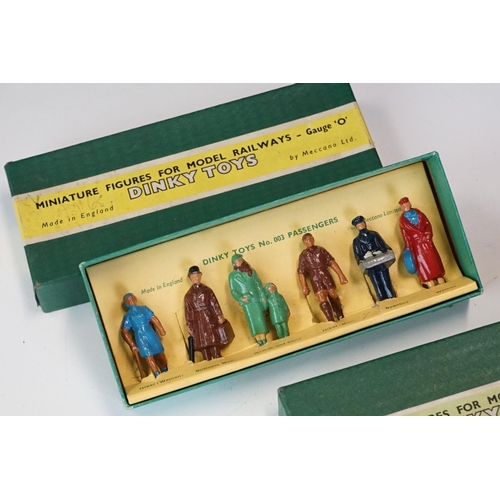 127 - Five boxed Dinky O gauge model railway metal figure sets to include 2 x No 1 Station Staff (variants... 