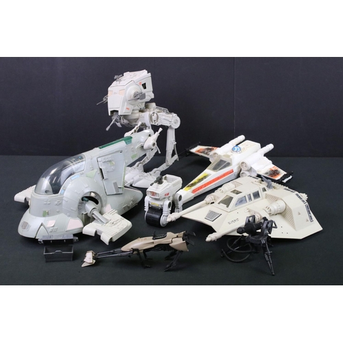 1655 - Star Wars - Six original Star Wars Vehicles to include Slave 1 (complete), Battle Damaged X-Wing Fig... 