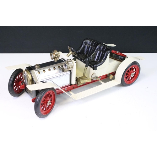 218 - Boxed Mamod Steam Roadster in white, gd condition, box fair