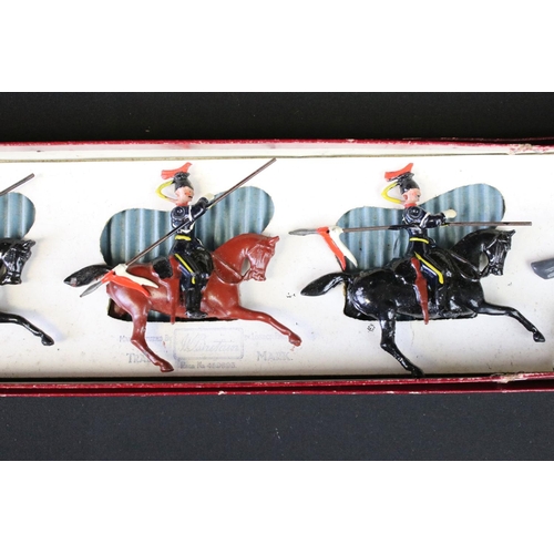 404 - Four boxed Britains military metal figure sets to include No. 432 German Infantry (in field grey uni... 