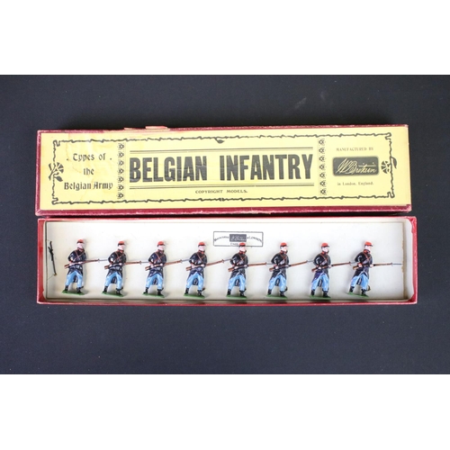 404 - Four boxed Britains military metal figure sets to include No. 432 German Infantry (in field grey uni... 