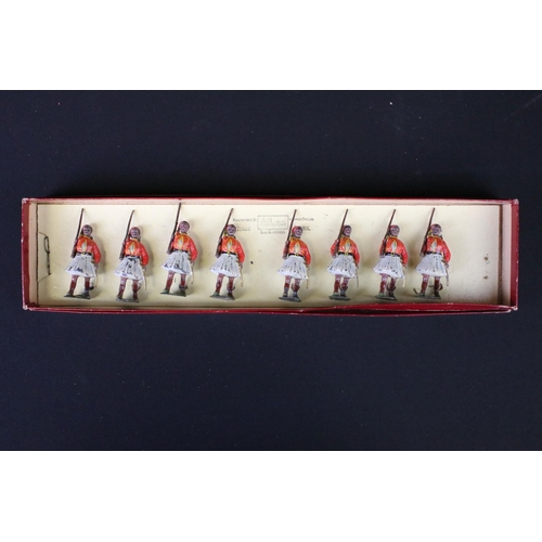 409 - Three boxed Britains ' Regiments Of All Nations ' metal figure sets to include 196 - Greek Army - Th... 