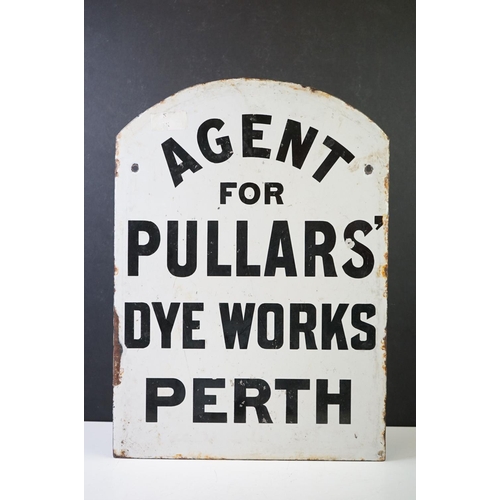 136 - Advertising - ' Agent For Pullars' Dye Works, Perth ' double-sided enamel sign, with black lettering... 