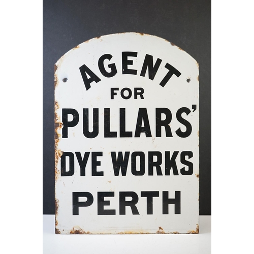 136 - Advertising - ' Agent For Pullars' Dye Works, Perth ' double-sided enamel sign, with black lettering... 
