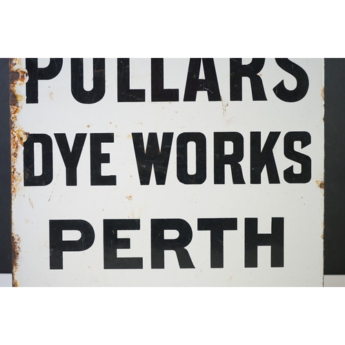 136 - Advertising - ' Agent For Pullars' Dye Works, Perth ' double-sided enamel sign, with black lettering... 