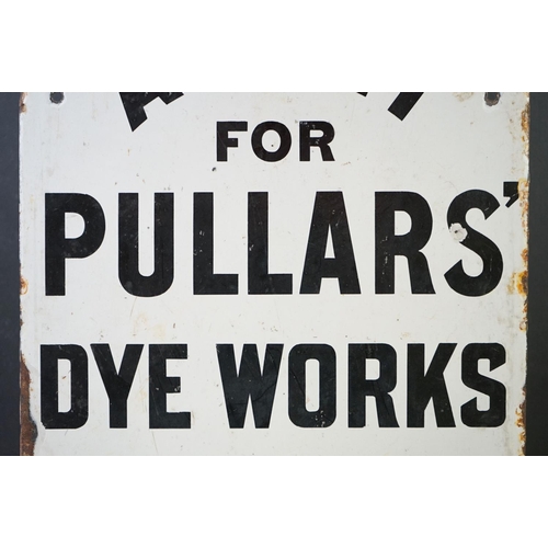 136 - Advertising - ' Agent For Pullars' Dye Works, Perth ' double-sided enamel sign, with black lettering... 