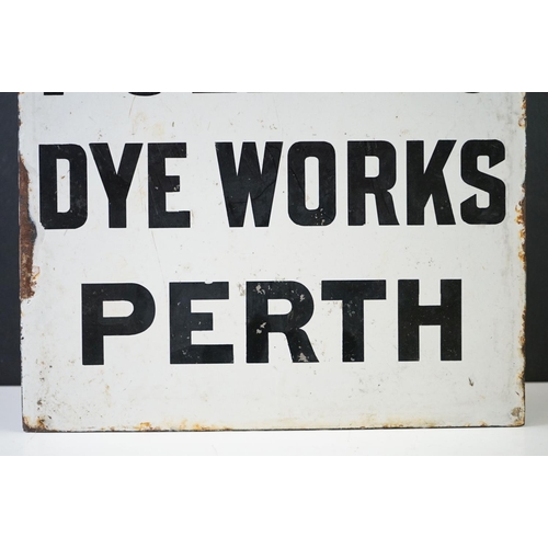 136 - Advertising - ' Agent For Pullars' Dye Works, Perth ' double-sided enamel sign, with black lettering... 