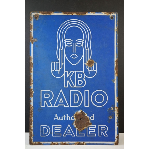 137 - Advertising - ' KB Radio Authorised Dealer ' double-sided enamel sign, with white lettering on blue ... 