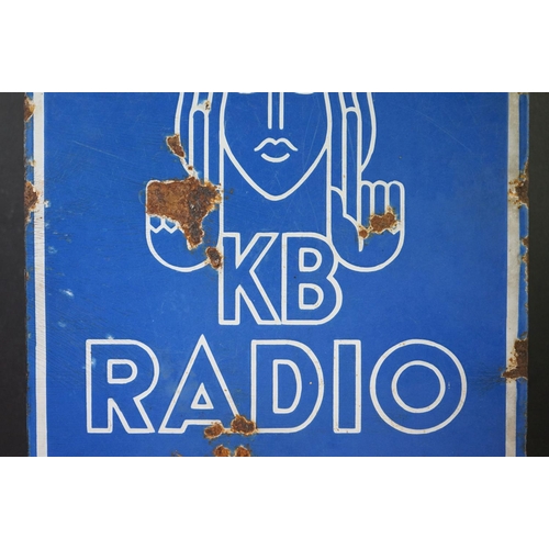 137 - Advertising - ' KB Radio Authorised Dealer ' double-sided enamel sign, with white lettering on blue ... 