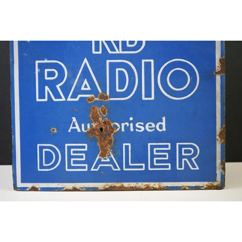137 - Advertising - ' KB Radio Authorised Dealer ' double-sided enamel sign, with white lettering on blue ... 