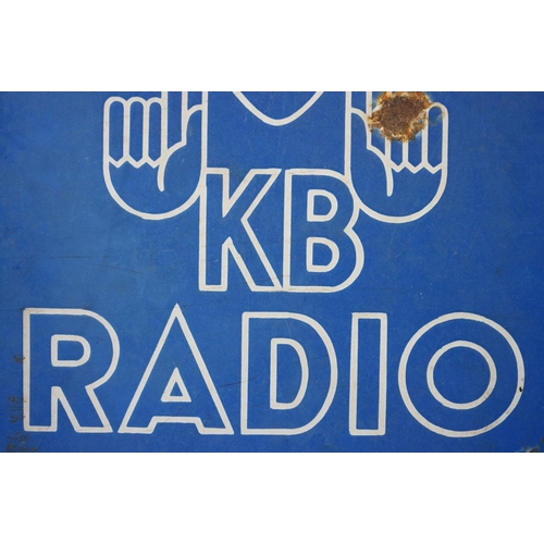137 - Advertising - ' KB Radio Authorised Dealer ' double-sided enamel sign, with white lettering on blue ... 