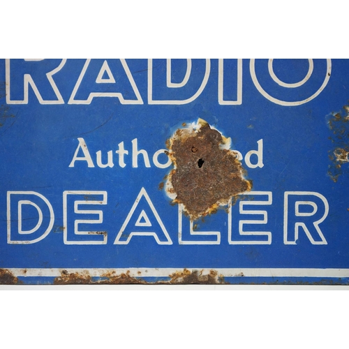 137 - Advertising - ' KB Radio Authorised Dealer ' double-sided enamel sign, with white lettering on blue ... 