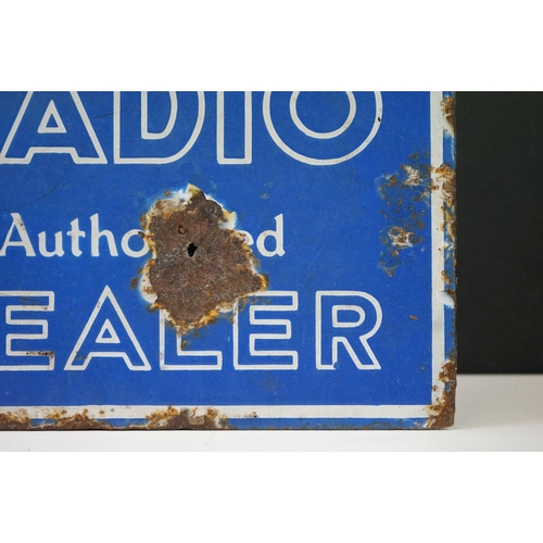 137 - Advertising - ' KB Radio Authorised Dealer ' double-sided enamel sign, with white lettering on blue ... 