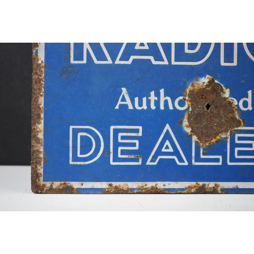 137 - Advertising - ' KB Radio Authorised Dealer ' double-sided enamel sign, with white lettering on blue ... 