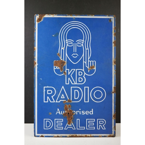 137 - Advertising - ' KB Radio Authorised Dealer ' double-sided enamel sign, with white lettering on blue ... 