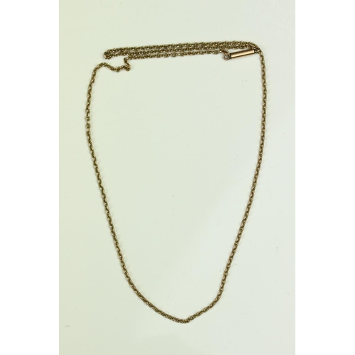 105 - 19th century rose metal belcher link chain, tongue and barrel clasp, length approx 44cm