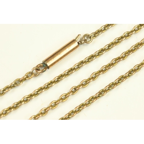 105 - 19th century rose metal belcher link chain, tongue and barrel clasp, length approx 44cm