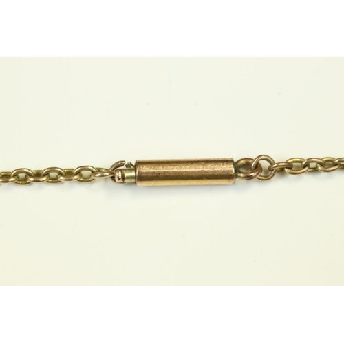 105 - 19th century rose metal belcher link chain, tongue and barrel clasp, length approx 44cm