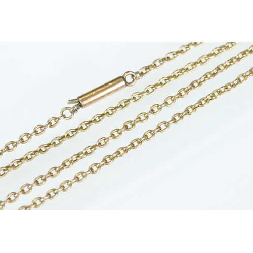 105 - 19th century rose metal belcher link chain, tongue and barrel clasp, length approx 44cm