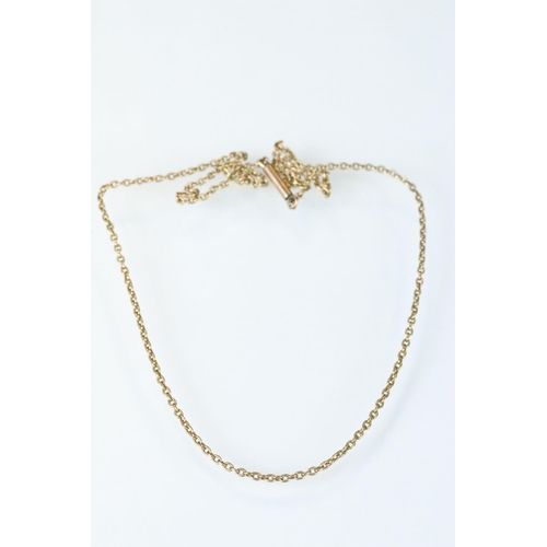 105 - 19th century rose metal belcher link chain, tongue and barrel clasp, length approx 44cm