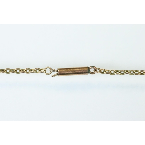 105 - 19th century rose metal belcher link chain, tongue and barrel clasp, length approx 44cm