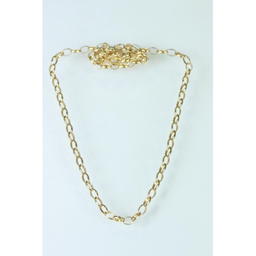 106 - 9ct yellow gold belcher link chain necklace, length approx 46cm