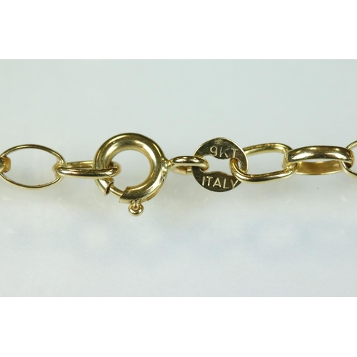 106 - 9ct yellow gold belcher link chain necklace, length approx 46cm