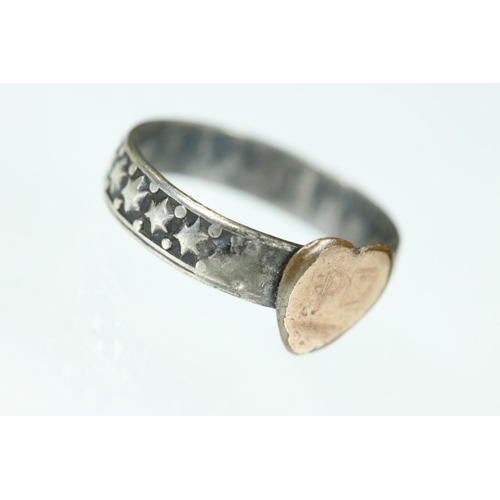 111 - Orange topaz white metal ring, the round mixed cut topaz diameter approx 8mm, claw set, tapered shou... 
