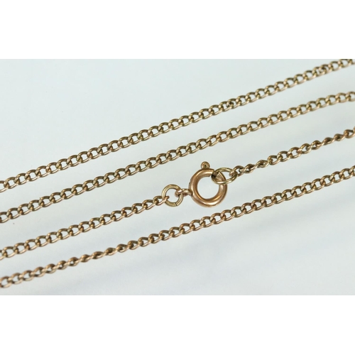 113 - Yellow metal Nefertiti pendant, indistinct hallmarks, together with a 9ct rose metal chain, length a... 
