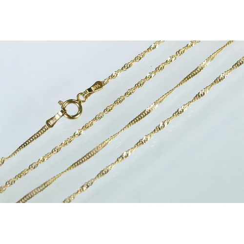 114 - 14ct yellow gold flat curb link rope twist necklace, length approx 44cm