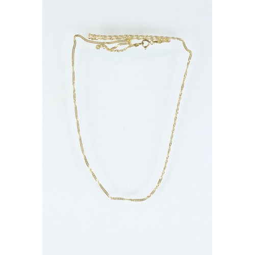 114 - 14ct yellow gold flat curb link rope twist necklace, length approx 44cm