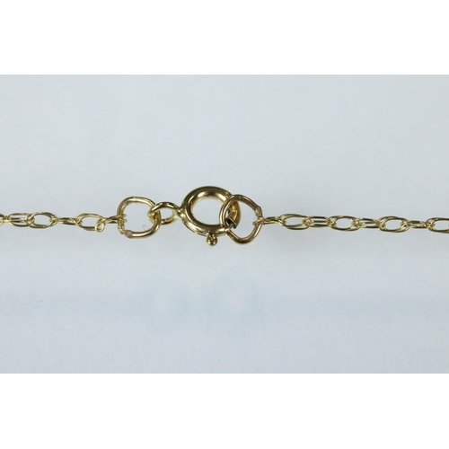 116 - 9ct yellow gold heart-shaped locket pendant, fine link 9ct chain; together with a 9ct gold front and... 
