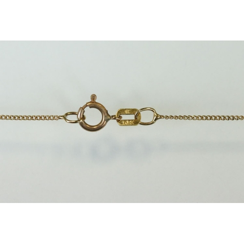 116 - 9ct yellow gold heart-shaped locket pendant, fine link 9ct chain; together with a 9ct gold front and... 