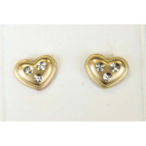117 - Two pairs of 9ct gold stud earrings together with three pairs of yellow metal earrings (q)