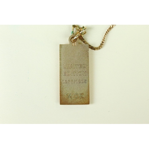 119 - Royal Mint Classics limited edition 9ct gold ingot pendant necklace, 9ct gold chain, no. 277/1805, w... 