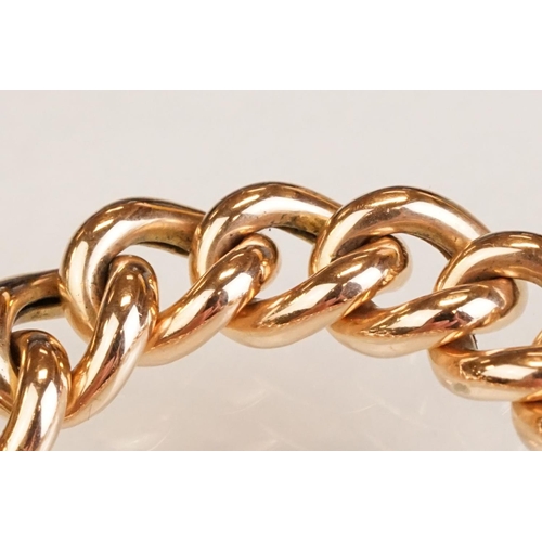 64 - 15ct yellow gold curb link bracelet with padlock clasp, one link and padlock clasp hallmarked