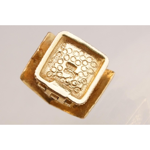 70 - Three 9ct yellow gold charms, an 8ct gold charm, a 14ct enamelled charm and a yellow metal charm (6)