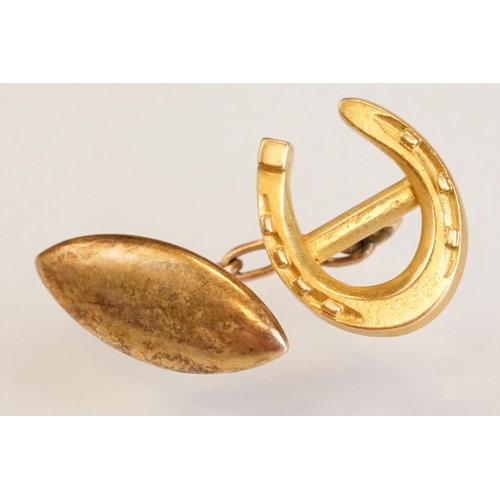 75 - Pair of 15ct rose gold and yellow metal chain link cufflinks, the torpedo panels hallmarked, yellow ... 